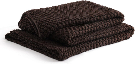 YnM Chunky Cotton Knit Throw Blanket, Cable Knit Throws for Bed Couch Sofa, Comfy & Relaxing, Decorative Piece for Farmhouse Modern Boho Rustic Scandinavian Chic Vibe, Chocolate Brown 60x80 Inches