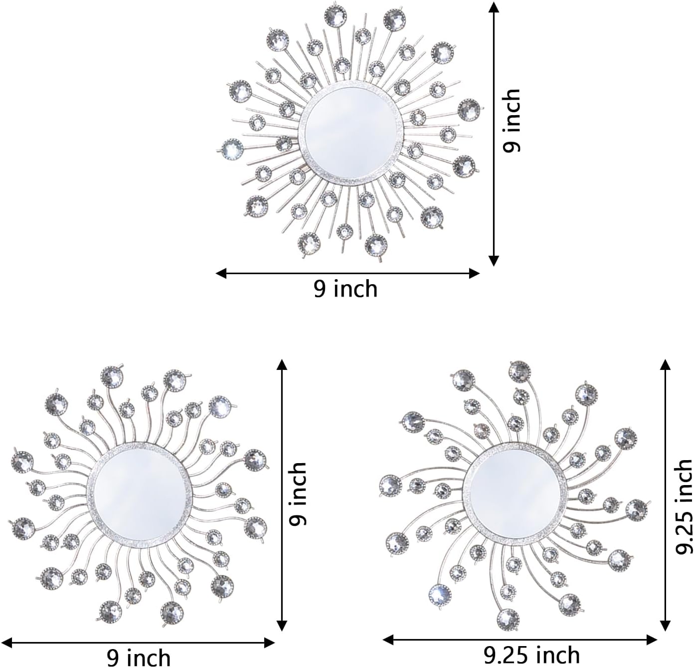 Mirror Wall Decor Metal Sun Mirror Wall Art Decorative Mirrors Home Decor Sunburst Mirror Hanging Living Room Bedroom Entryway, Style 1