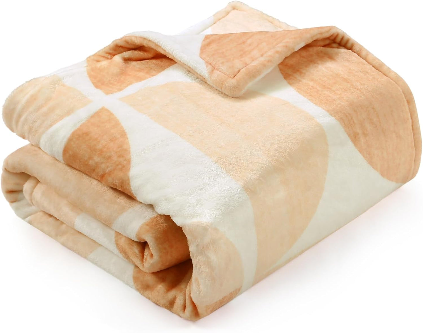 Lahome Terracotta Throw Blanket Soft Cozy Fluffy Warm Throw Blanket for Couch Reversible Geometric Fuzzy Blankets for Bed Sofa Chair, Orange 50''x60''