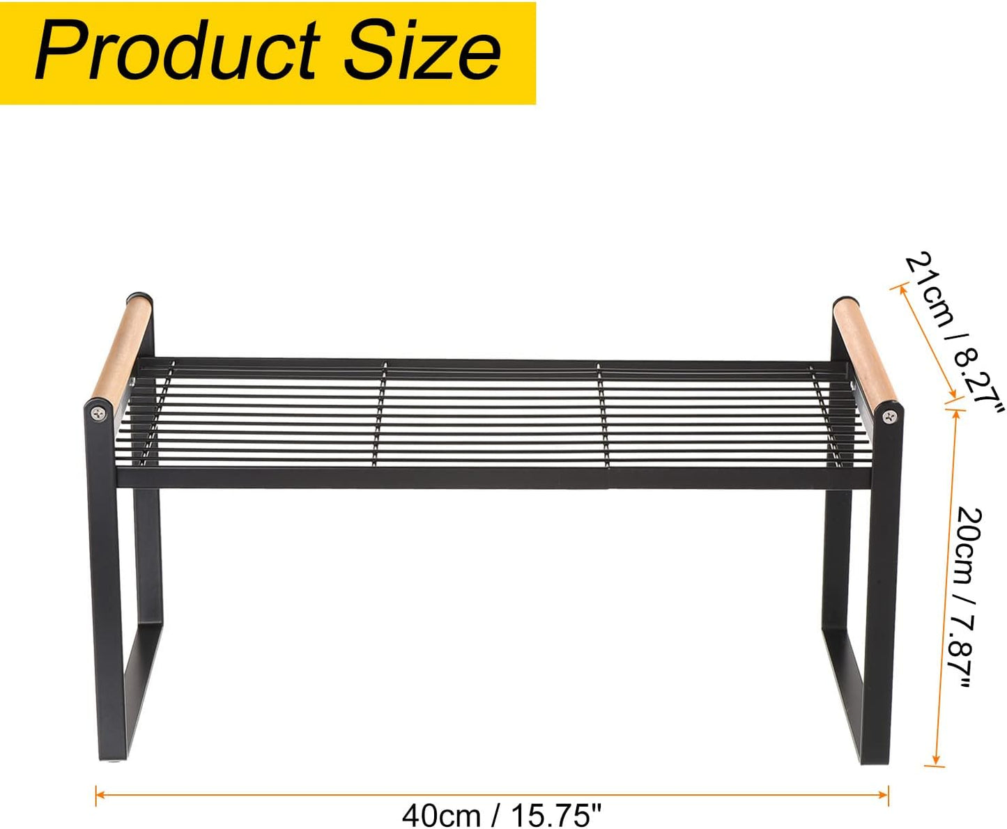 PATIKIL Kitchen Cabinet Shelf Organizer, Wood Counter Shelf Stackable Storage Shelf For Cupboard, Pantry, Corner, Under Sink - Black