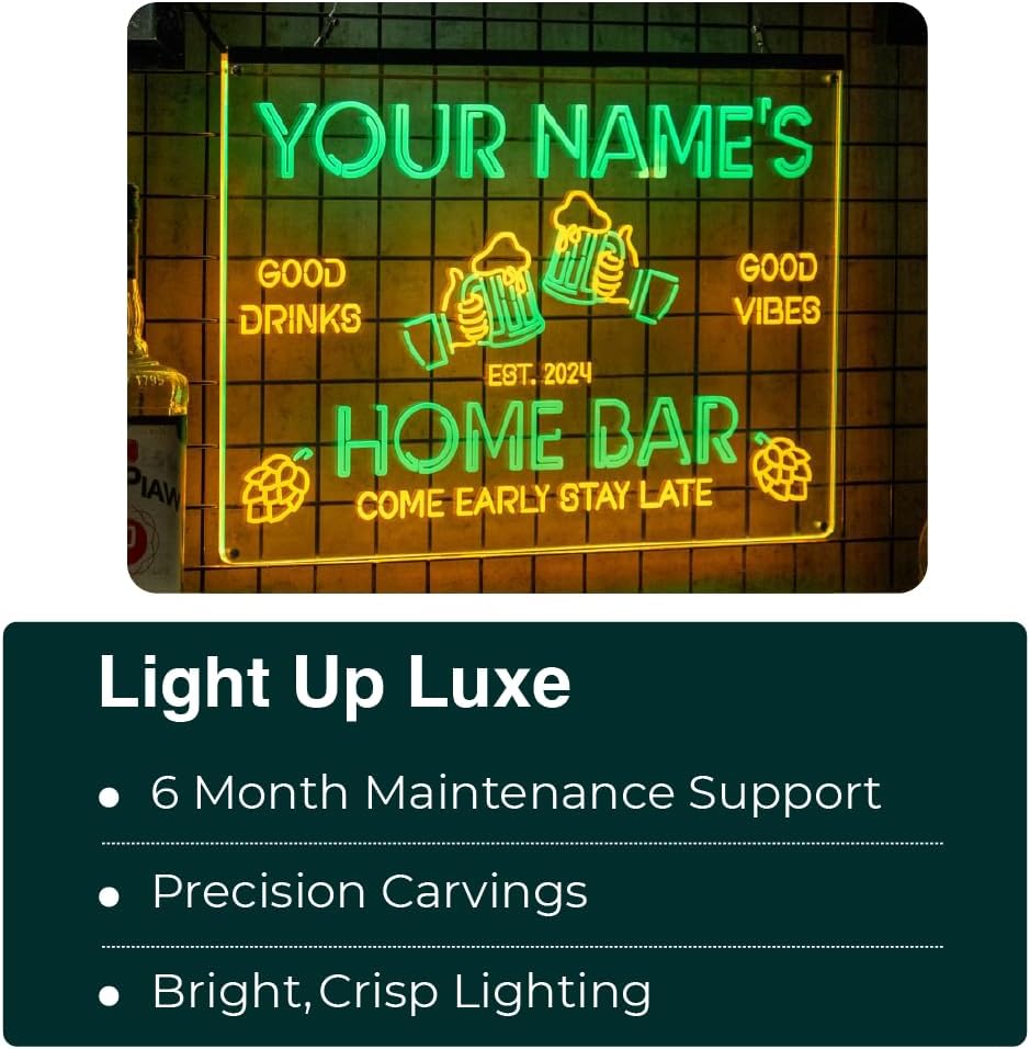 Personalized Beer O'Clock Neon Sign, Custom Wall Sign for Home Bar, Man Cave, Pub, Game Room, LED Beer Light Decor (Cocktail Bar)