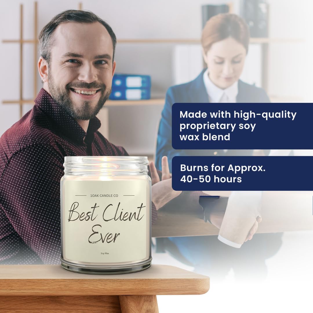 1OAK Vanilla Scented Candles - Appreciation Gifts for Clients - Client Candle - Thank You Client Gifts for Corporate Women, Men, Hairdresser, Lawyer, Realtor, Real Estate Agent, Paralegal, Attorneys