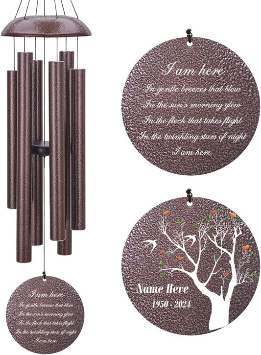Personalized Wind Chimes, Sympathy Wind Chime Life Tree, Memorial Gifts Wind Chimes, in Loving Memory for Loss of Loved Dad/Mom, Commemorative Bereavement Condolences Gifts for Funeral