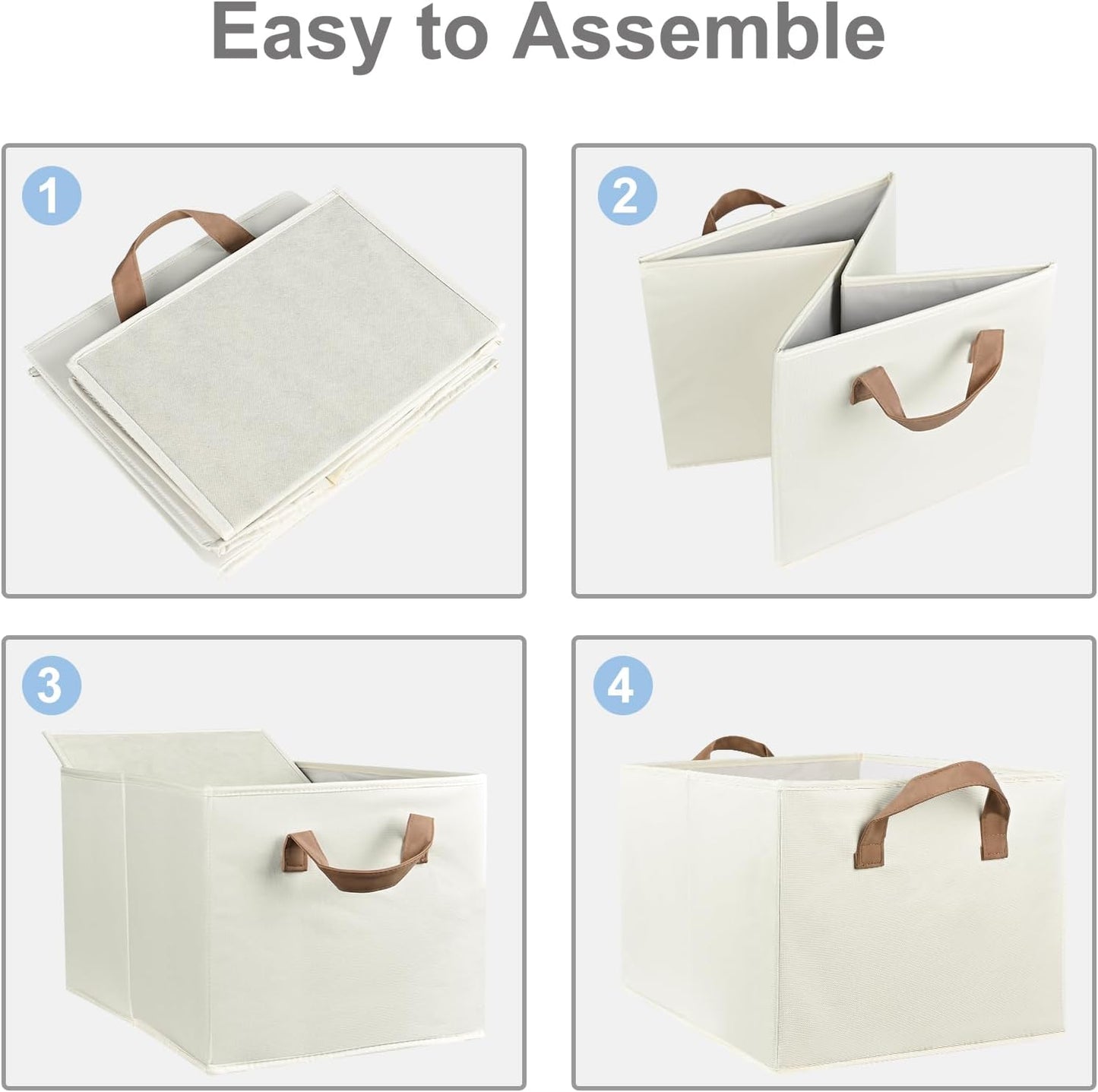 Closet Storage Bins, Fabric Closet Organizers and Storage Basket for Shelves, Collapsible Shelf Baskets for Organizing Shelves, Bedroom Clothes Basket, Beige, 3 Pack