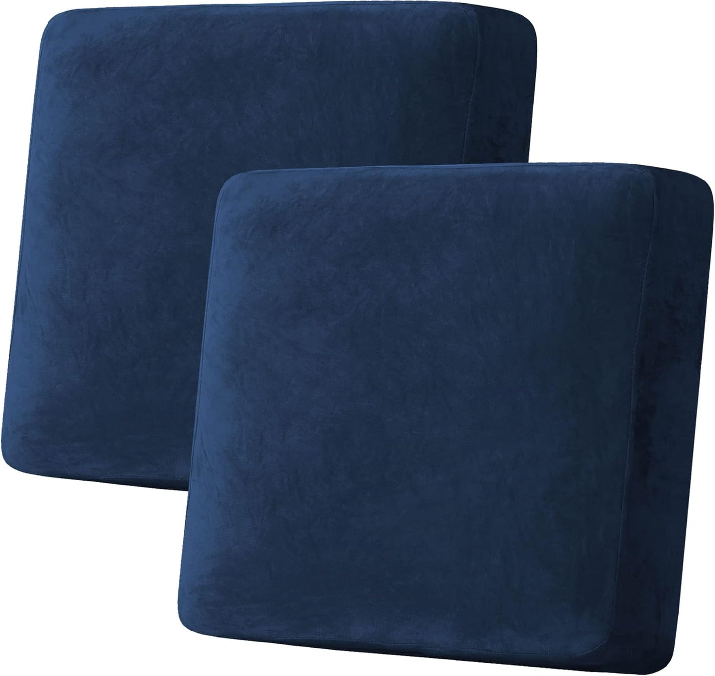 H.VERSAILTEX Velvet Stretch Couch Cushion Cover Plush Cushion Slipcover for Chair Loveseat Sofa Cushion Furniture Protector Seat Cushion Sofa Cover (2 Piece Large Sofa Cushion Covers, Navy)