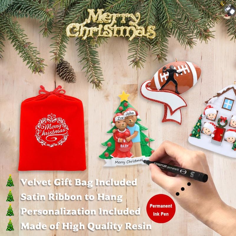 Personalized Family Ornament 2024, Bear Family of 9 Christmas Tree Ornament, We are a Big Family Ornaments for Christmas Tree Decor, Unique Bear Gifts for Mom, Dad, Grandkids, Grandma, Grandpa