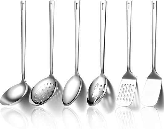 Evanda Kitchen Utensils Set 6pcs, Stainless Steel Cooking Utensils Set, Heavy Duty Kitchen Tools Spatulas Set, Home Essentials Kitchen Gadgets Accessories