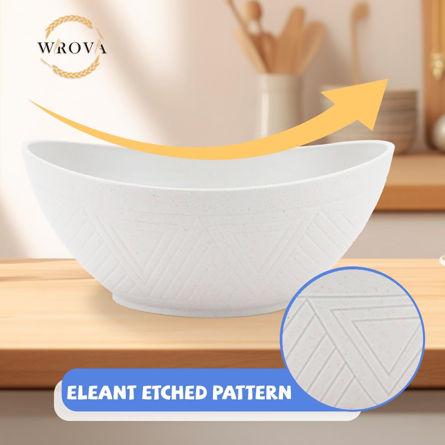 Big Wheat Straw Bowls,Unbreakable Large Salad Bowls,Dishwasher and Microware Safe Plastic Bowls Reusable,Kitchen Bowl Set for Salad,Cereal,Soup and Oatmeal.Black and White