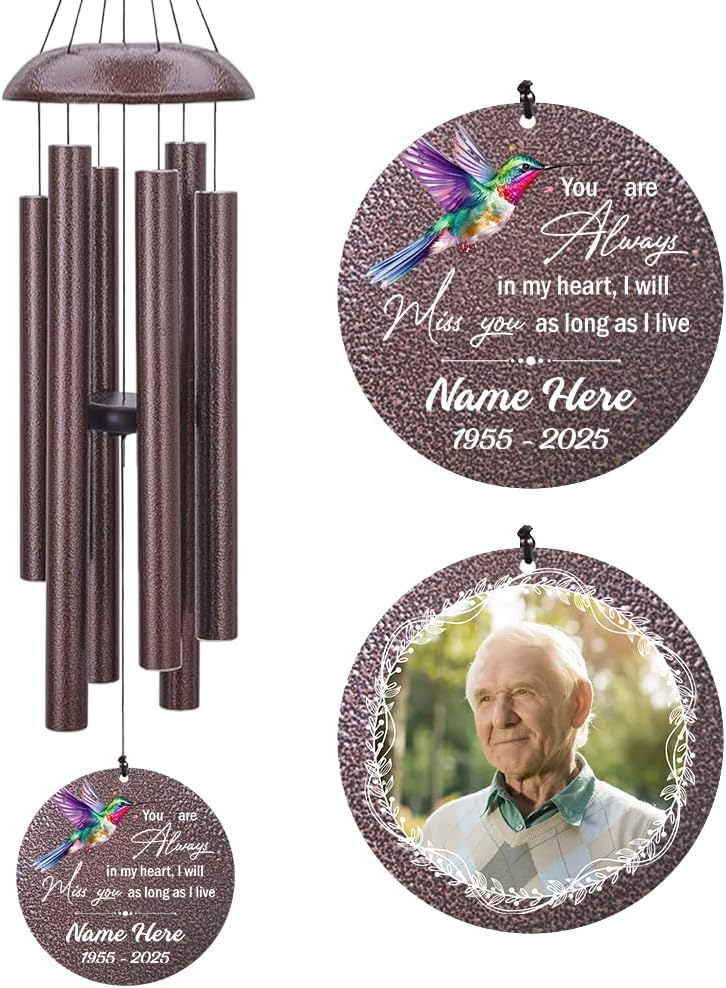 Personalized Wind Chime Memorial, Metal Wind Chime Deep Tone, Wind Chimes for Loss of Loved Father/Mother/Lover, Commemorative Sympathy Bereavement Gifts