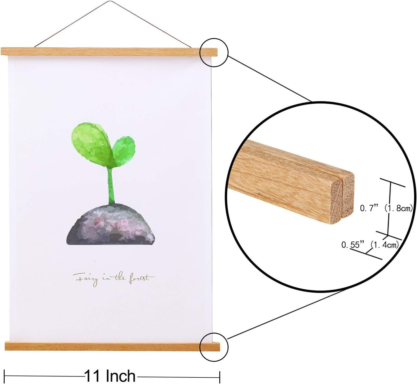 FALAMON Magnetic Poster Hanger Frame, 11x14 11x17 11x22 Teak Wood Magnet Poster Frame for Posters, Prints, Photos, Pictures, Maps, Scrolls, and Canvas Artwork