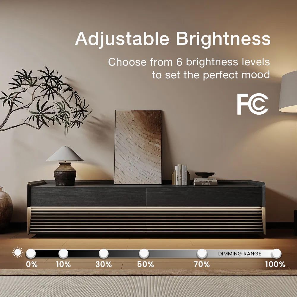 POVISON Fully-Assembled Mid Century Modern TV Stand with Legs, 78.74" Wood Media Console with Adjustable LED Light, Entertainment Center with Storage for Living Room