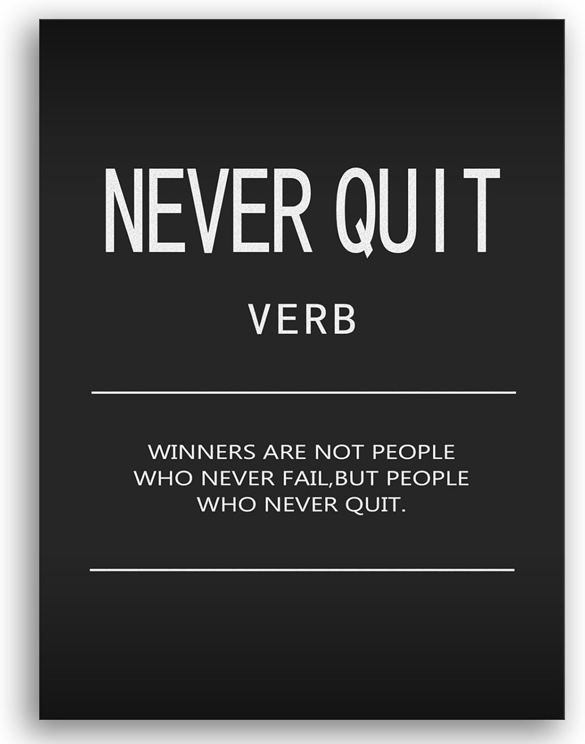 Motivational Office Decor Art for Never Quit Verb Inspirational Posters Quote Wall Pictures Print Artwork for Home Wall Decor Paintings for Library Classroom Stretched and Framed[18" W x 24" H]