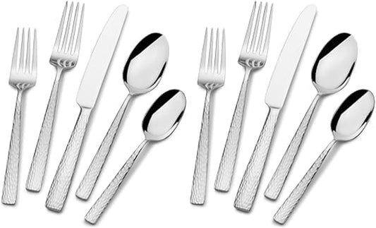 Mikasa, Oliver Gleam Flatware Service for 12, 18/10 Stainless Steel, Silverware Set with Serving Utensils | (Pack of 130)