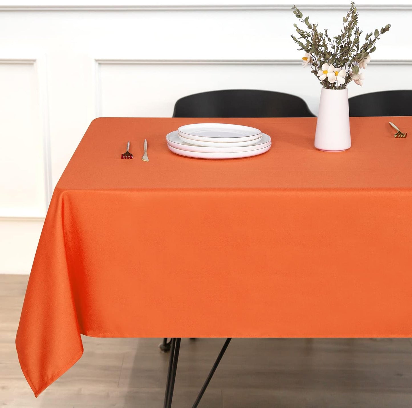 sancua Square Tablecloth - 60 x 60 Inch - Stain and Wrinkle Resistant Washable Polyester Table Cloth, Decorative Fabric Table Cover for Dining Tables, Buffet Parties and Camping, Orange