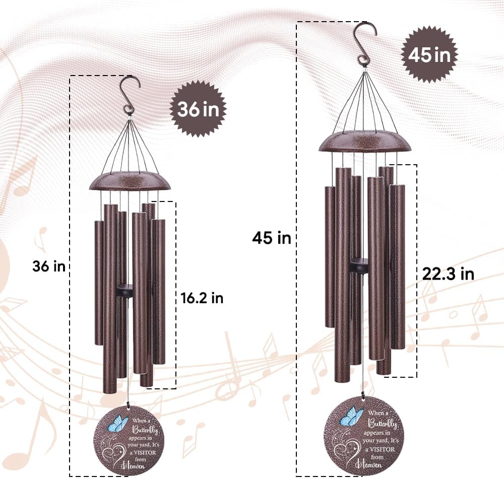 Sympathy Wind Chimes, Personalized Butterfly Wind Chimes for Loss of Loved One, Commemorative Sympathy Gifts for Funeral, in Memory of Dad/Mom/Husband/Wife