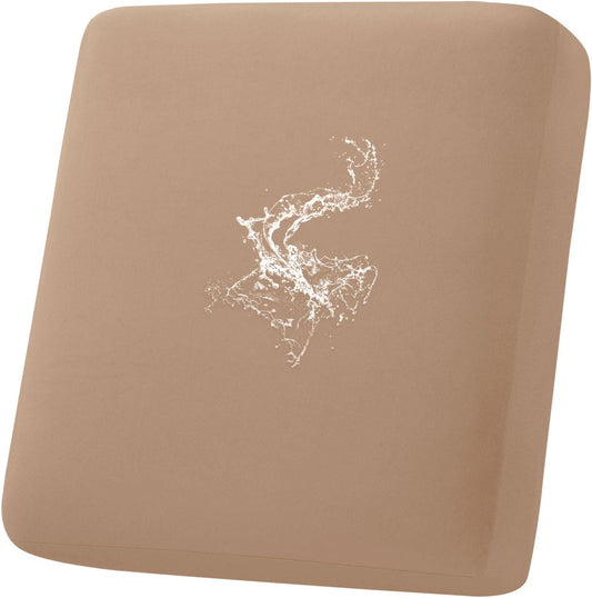 hyha Waterproof Couch Cushion Covers, Stretch Sofa Couch Seat Slipcover for Dog Washable, Non-Slip Waterproof Outdoor Cushion Covers for Patio Furniture Replacement (1 Piece for Small, Camel)