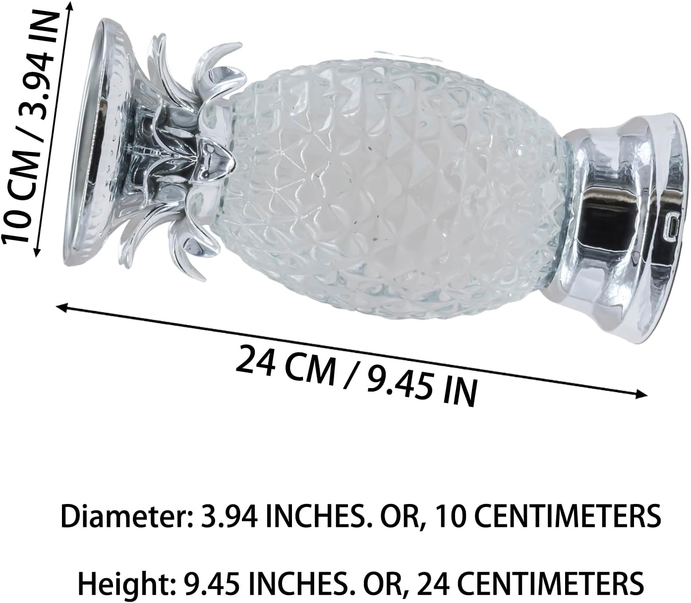 YAKii 9.5" Pineapple LED Color Changing Shine Lamp,Swirling Water Waves Lamp Kid Safe Battery/USB Cable Operated,Table Lamp Candle Holder Table Decoration Silver