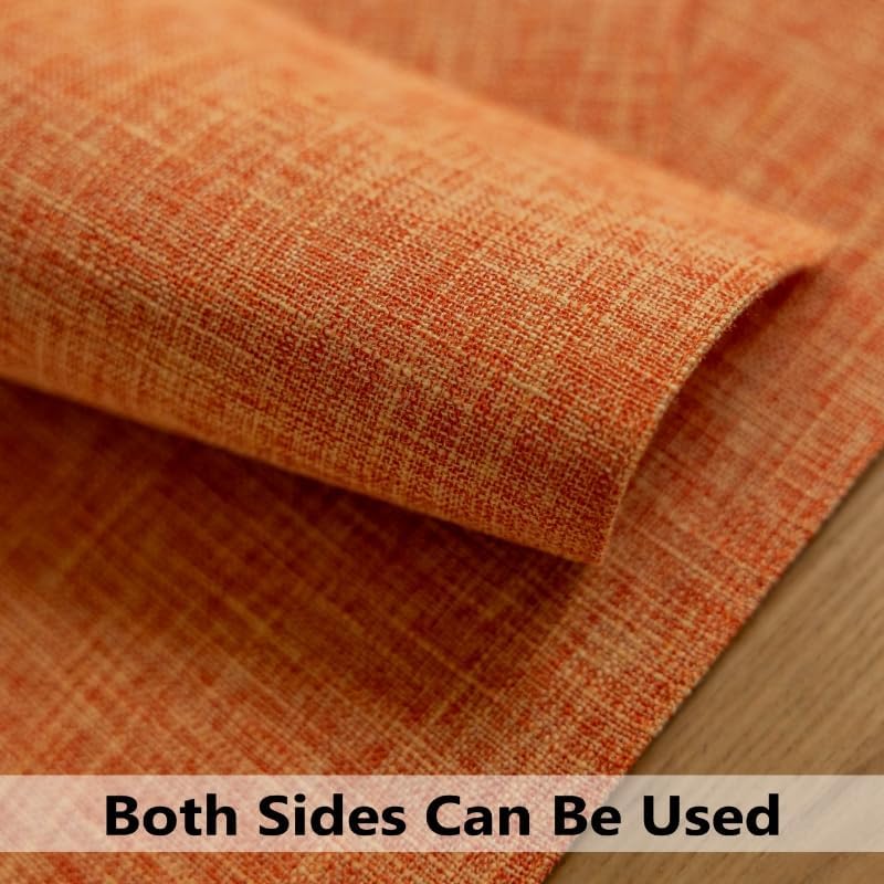 Demetex Orange Placemats Set of 4 Fall Linen Place Mats Decorative Heat Resistant Cloth Table Mats for Party Birthday Thanksgiving Dinner, 13x19 inch, Orange