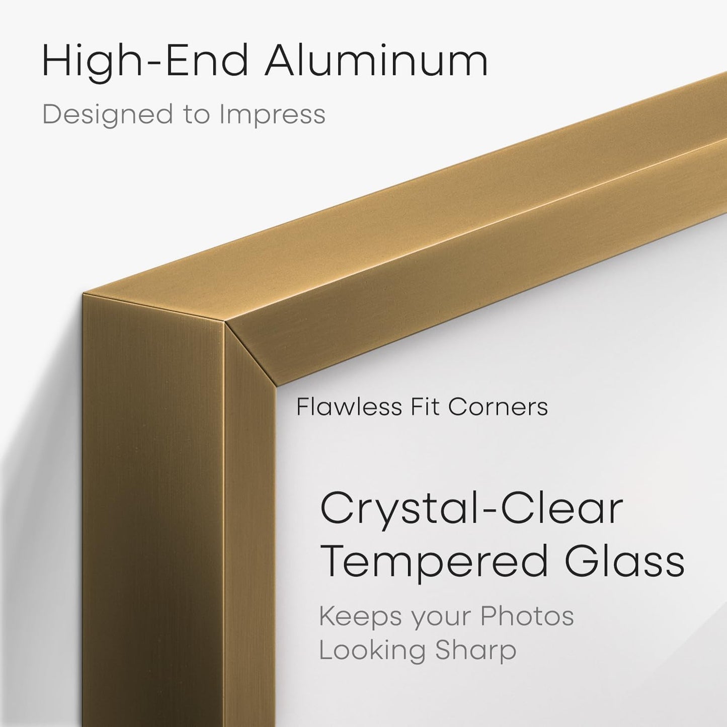 Homeforia 8.5x11 Picture Frame Bronze, High End Metal Brass Frame 8.5 x 11 with Mat 6 by 8 Photo, 11x8.5 Frames Matted to 6x8 Print, 8.5by11 Wall or Tabletop Frames, Tempered Glass, Wall Kit, Set of 1