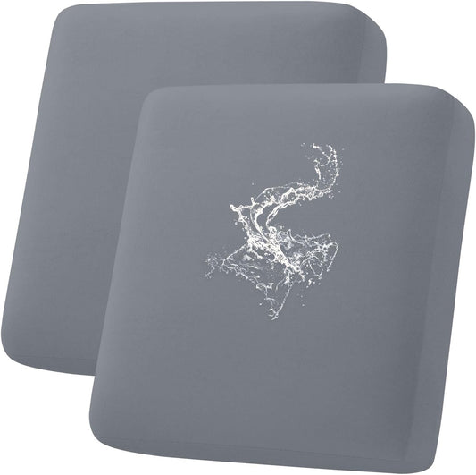 hyha Waterproof Couch Cushion Covers, Stretch Sofa Couch Seat Slipcover for Dog Washable, Non-Slip Waterproof Outdoor Cushion Covers for Patio Furniture Replacement (2 Pieces, Dark Grey)