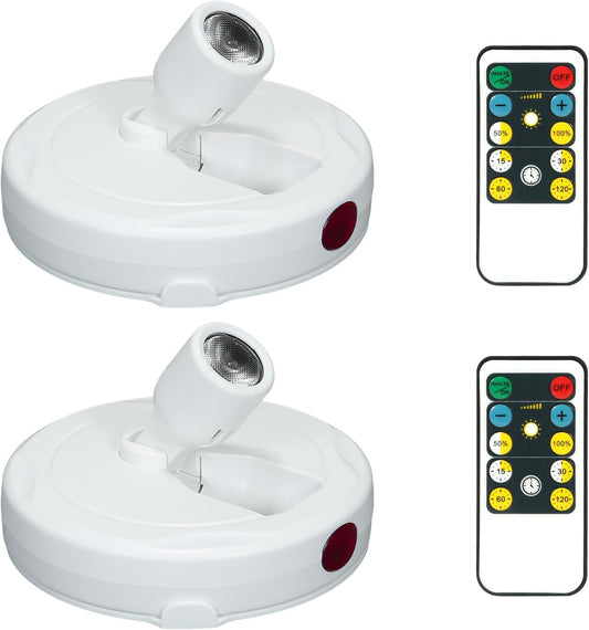 Cordless Spotlight Battery Powered, LED Accent Lighting with Remote and Timer, Display Puck Lights, Stick Uplight for Tree Portrait Gallery Picture Dartboard Painting Art Photo Plant
