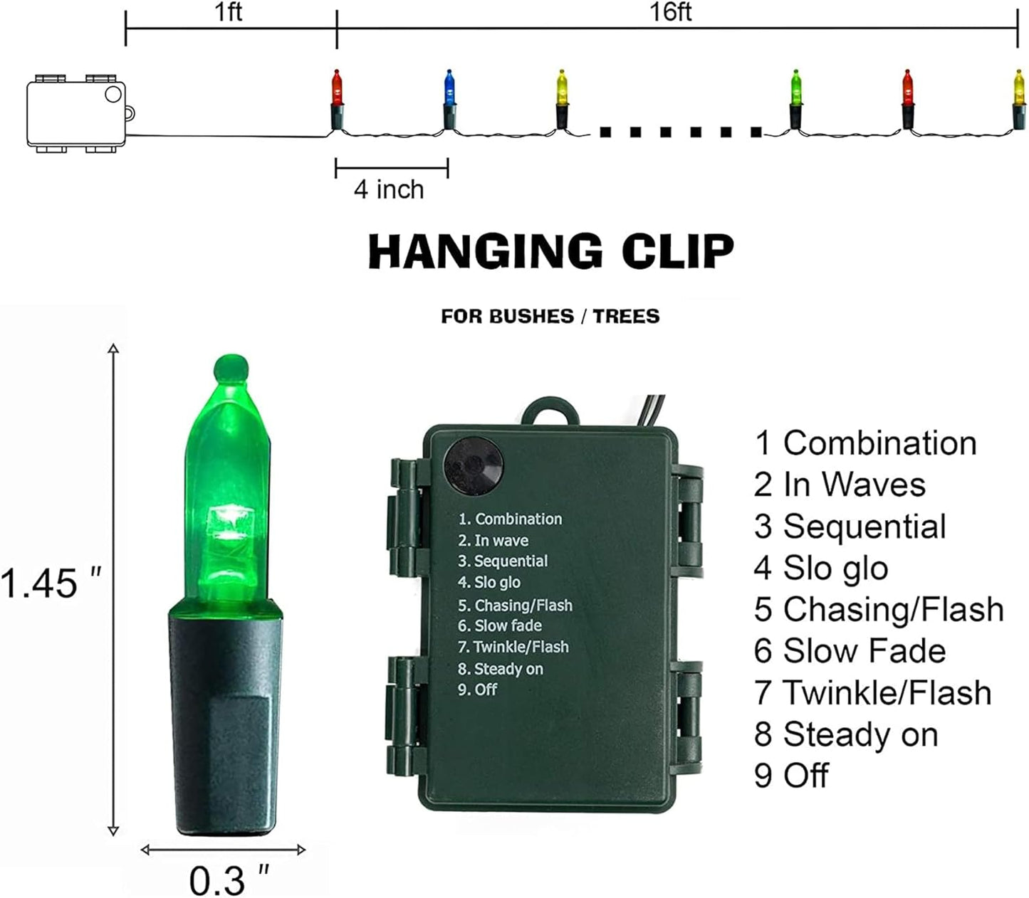 Dazzle Bright Christmas Mini String Lights, 4 Pack Total 64FT 200LED Batter Operated Waterproof Fairy Lights with 8 Modes for Xmas Indoor Outdoor Yard Garden Holiday Decorations (Multi-Colored)