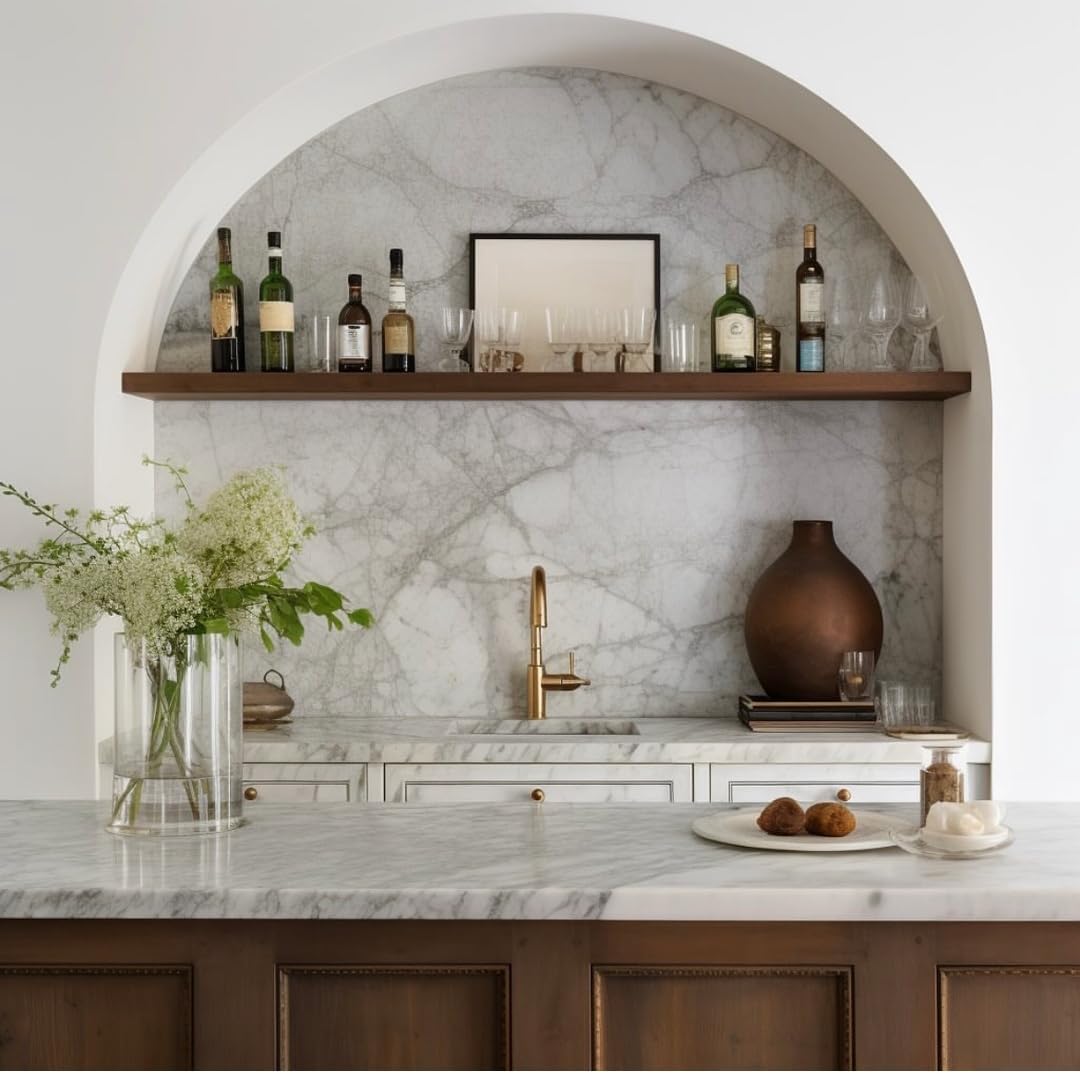 ROGMARS Walnut Wooden Floating Shelves for Wall 48 inches Long,8 Inch Deep Natural Wood Floating Wall Mounted Shelves with Invisible Bracket for Kitchen,Bedroom,Living Room,1PC