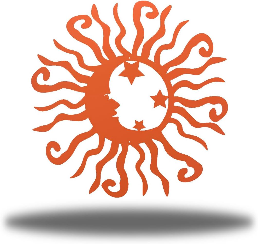Riverside Designs Wacky Solar Moon Metal Wall Art Steel Outdoor Decor | Heavy-Duty and Waterproof | Made in USA (Coral, 36L x 36W)