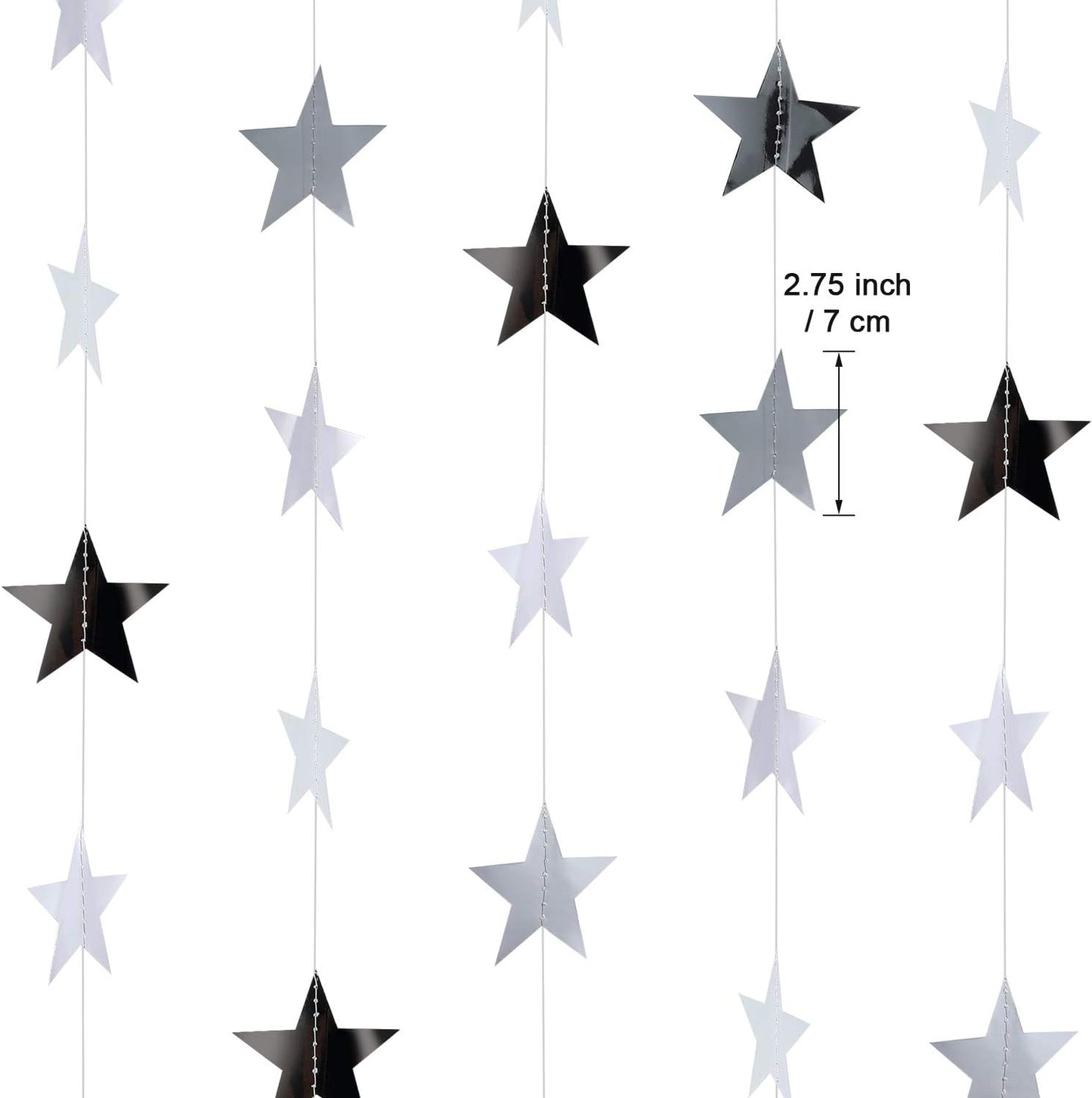 Patelai Glitter Star Garland Banner Decor 130 Feet Star Hanging Bunting Banner Twinkle Backdrop for Homecoming Classroom Wedding Birthday Halloween Christmas Party Supplies(Silver)