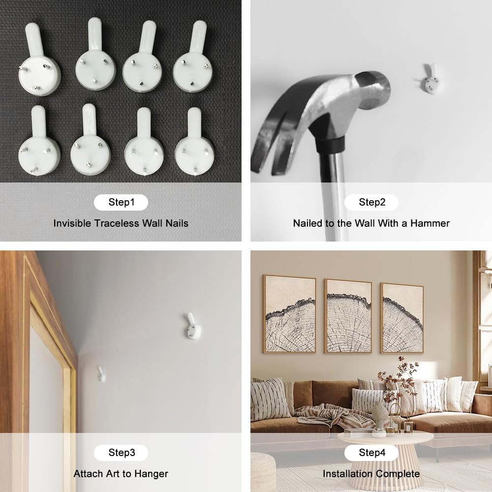 HPINUB Vintage Wood Tree Rings Wall Art Set, Framed Canvas Paintings, Black and White Nature-Inspired Decorative for Modern Home Decor for Living Room, Bedroom, Dining Room, Office- 16"x24"x3