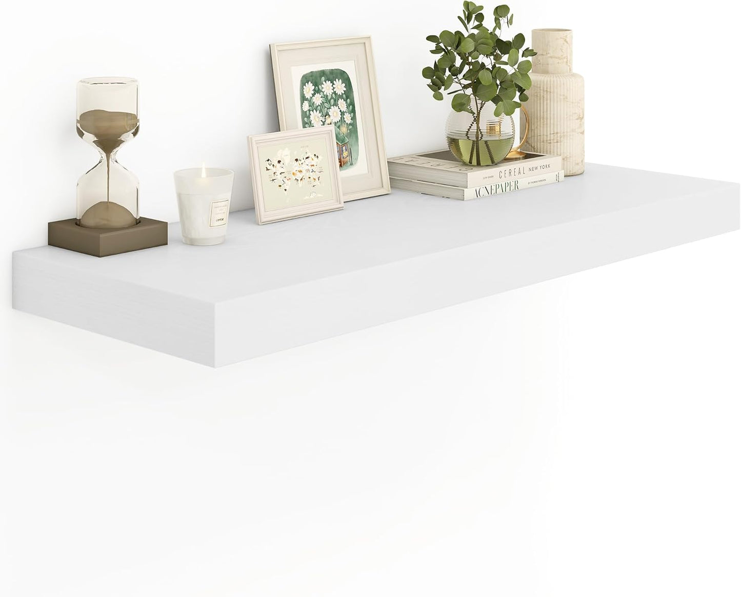 Heimlove White Bathroom Shelves Floating Shelves for Wall Shelf Over Toilet Long Wall Mounted Modern Farmhouse,48 x 12 Shelves with Invisible Brackets for Living Room, Kitchen, Bedroom