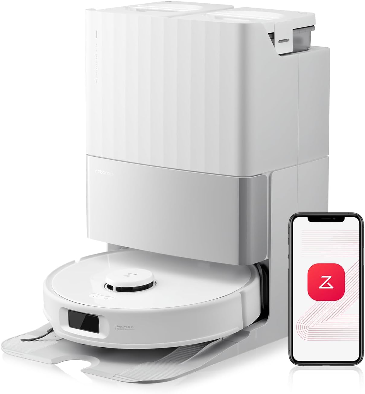 Roborock Qrevo Edge S5A Robot Vacuum and Mop, 17,000Pa, Zero-Tangling, DuoDivide Main Brush, FlexiArm Side Brush, Hot Water Mop Washing & Self-Cleaning, Warm Air Drying, Self-Emptying, White