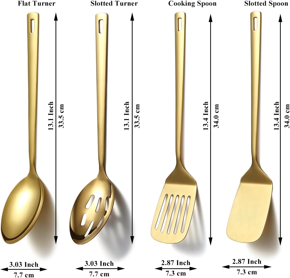 Homquen Gold Kitchen Utensils Set 4pcs, Titanium Gold Plating Stainless Steel Cooking Utensils Set, Kitchen Tools Spatulas Set, Cooking Spoons, Home Essentials Kitchen Gadgets Accessories