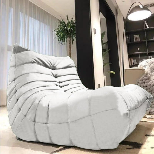 Modern Living Room Chair, Big Bean Bag Adult Floor Sofa, Togo Recliner Memory Foam Lazy Couch Suitable Balcony for Fireside Chair (White)