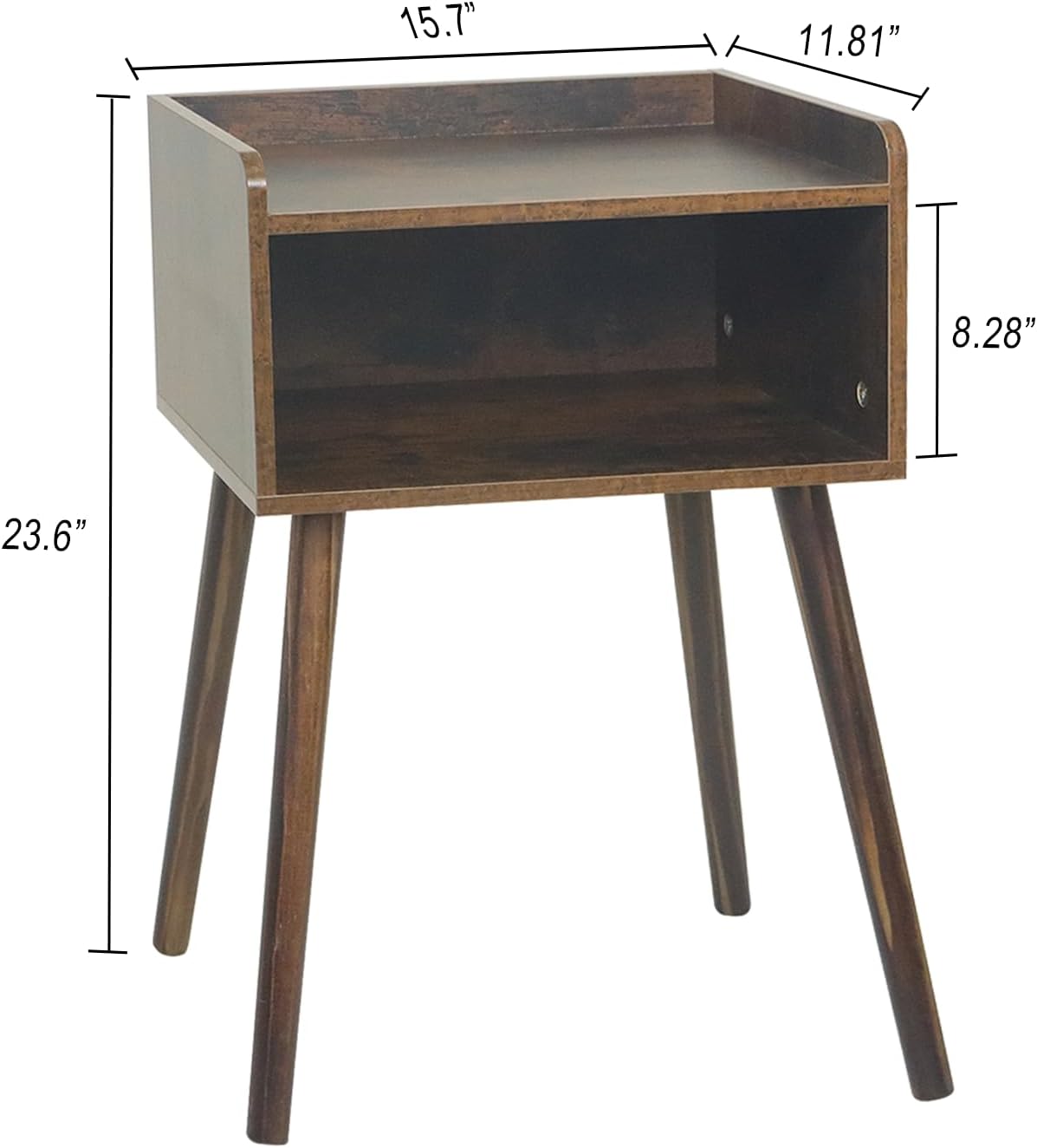 MaxSmeo Night Stand Set 2, Mid Century Modern Side Table Bedroom with Storage, Small End Bedside Table Set of 2 with Solid Wood Legs for Living Room, Office Small Spaces (Rustic Brown)