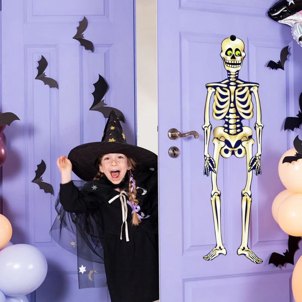 Halloween Jointed Skeleton - 1 Count - Yellowish-White Indoor Hanging Décor for Spooky Decorations - Perfect for Haunted Houses & Parties