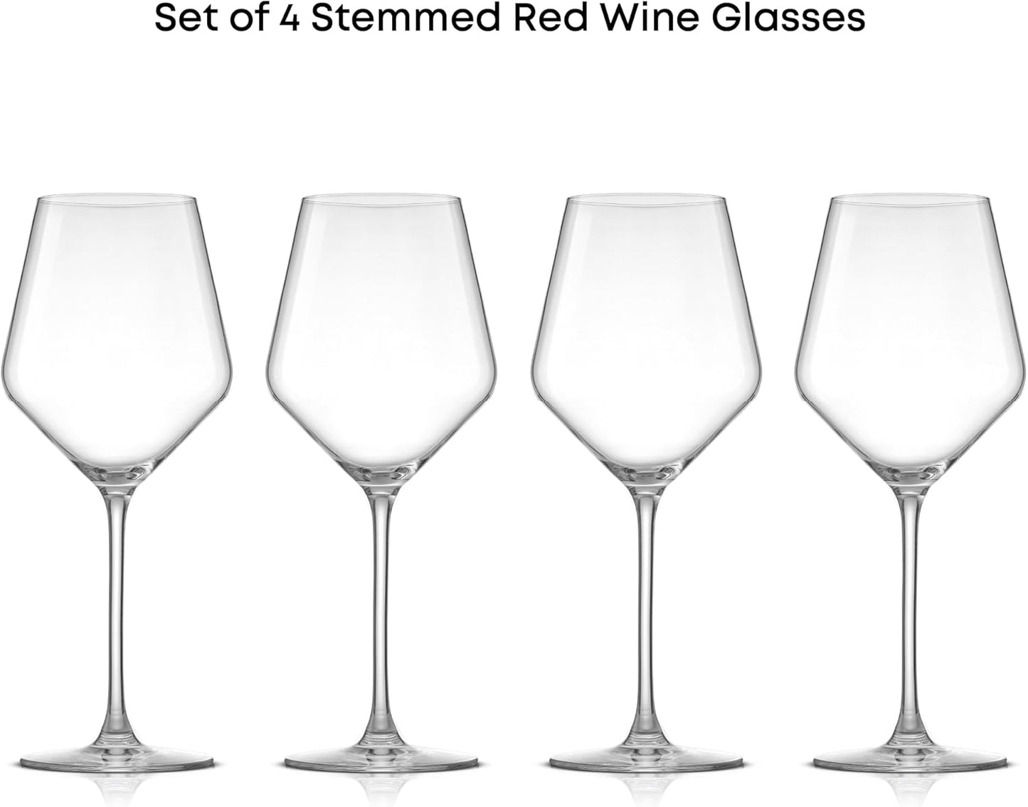 JoyJolt Layla Italian Red Wine Glasses, Set of 4, 17 oz Clear – Made in Europe