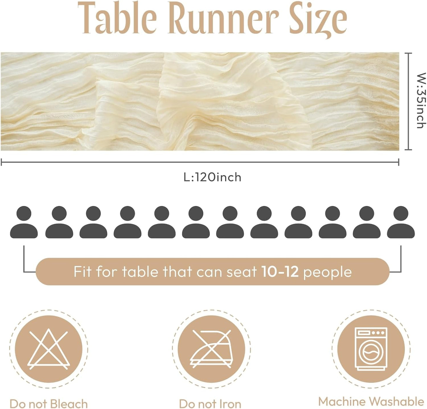 Sioloc 5 Pack Beige Cheesecloth Table Runner Fall Autumn Decor for Home 10ft Table Cloth for Tea Wedding Birthday Party Baby Bridal Shower Halloween Thanksgiving