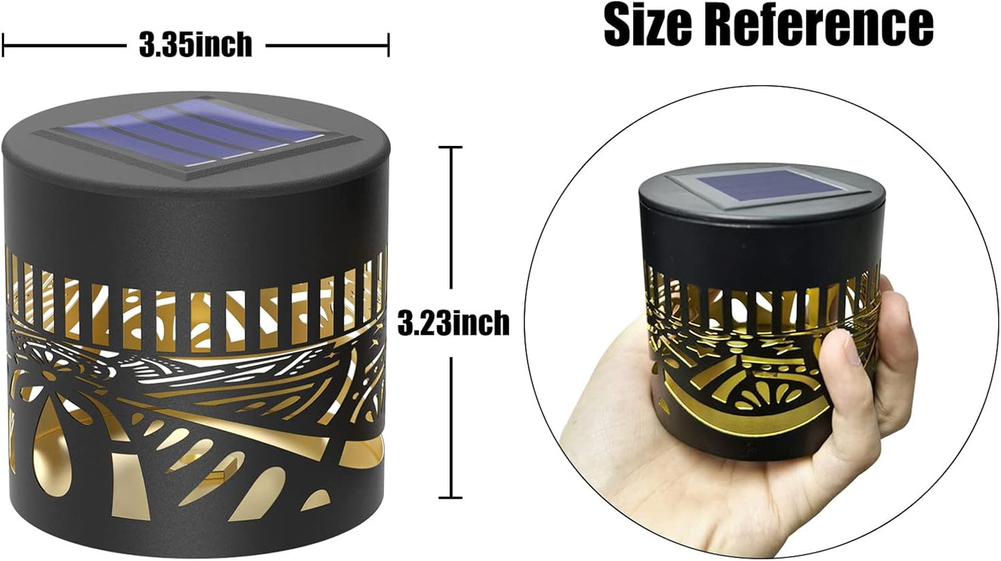 4 Pack Solar Fence Lights Metal Solar Powered Outdoor Wall Deck Lights Lotus Theme Waterproof Fence Light for Garden Post Patio Backyard Yard Decor (Lotus, 4 Pack)