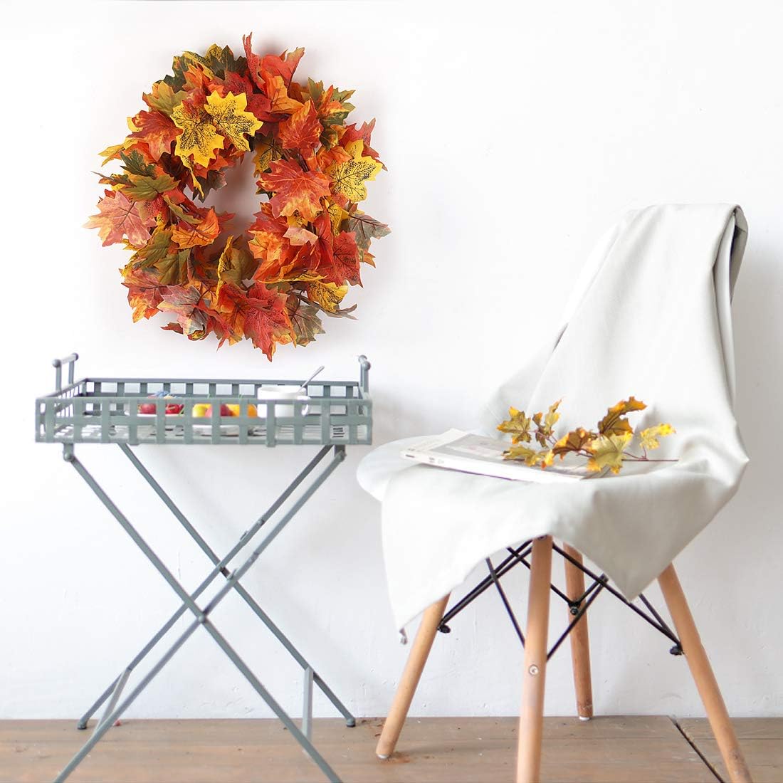 RECUTMS 2 Pack Fall Maple Garland - 5.8 FT/Pcs Autumn Hanging Fall Leave Vines for Home Garden Wedding Party Thanksgiving Dinner Fireplace Door Frame Doorway Backdrop Christmas Decor