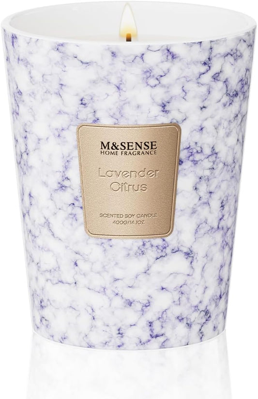 M&SENSE LavenderCitrus Scented Candles for Home, Lead-Free Wick Highly Scented Jar Candles, 14.1 Oz 80 Hours Lasting Burning Candles Gifts for Women, Relaxing Aromatherapy Candle for Stress Relief