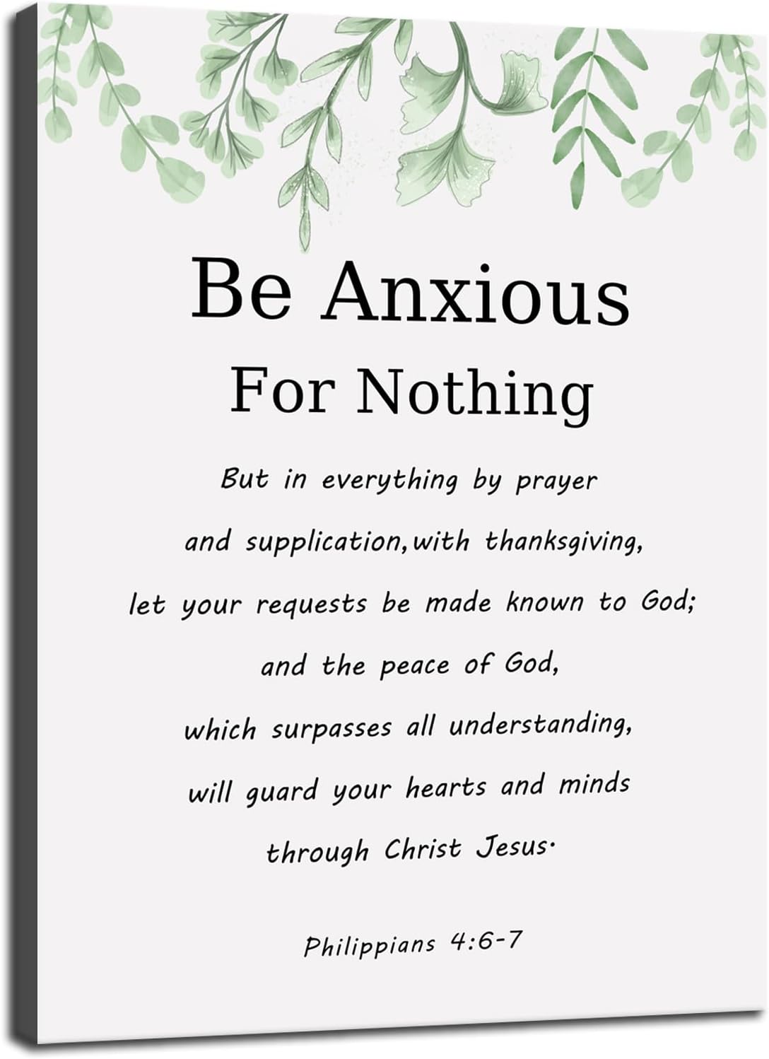 Christian Poster Philippians 4:6-7 Inspirational Canvas Wall Art Painting Print Office Decor Framed Be Anxious for Nothing Motivational Quotes for Wall Art Home Living Room Decor[18" W X 24" H]