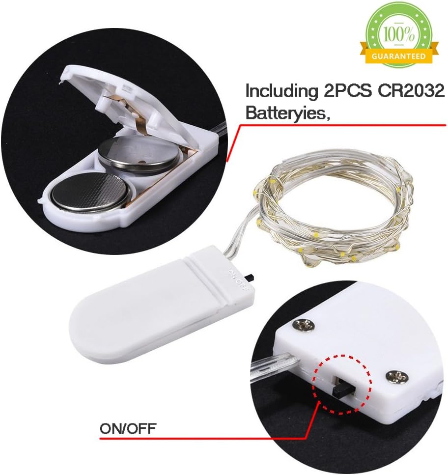 OakHaomie 6 Pack 10ft(3m) LED Starry String Lights 30 Micro LEDs on Silvery Copper Wire,2pcs CR2032 Batteries Required and Included, for DIY Wedding Centerpiece Table Decorations (Warm White)