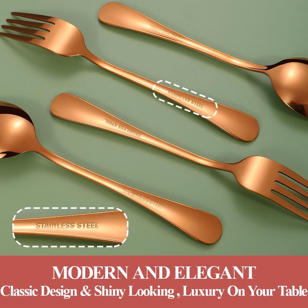 20 Pcs Rose Gold Silverware Set for 4, Food Grade Stainless Steel Flatware Set, Eating Utensils Sets Include Fork/Knife/Spoon,Home Kitchen Tableware Set, Reusable Cutlery Set, Dishwasher Safe