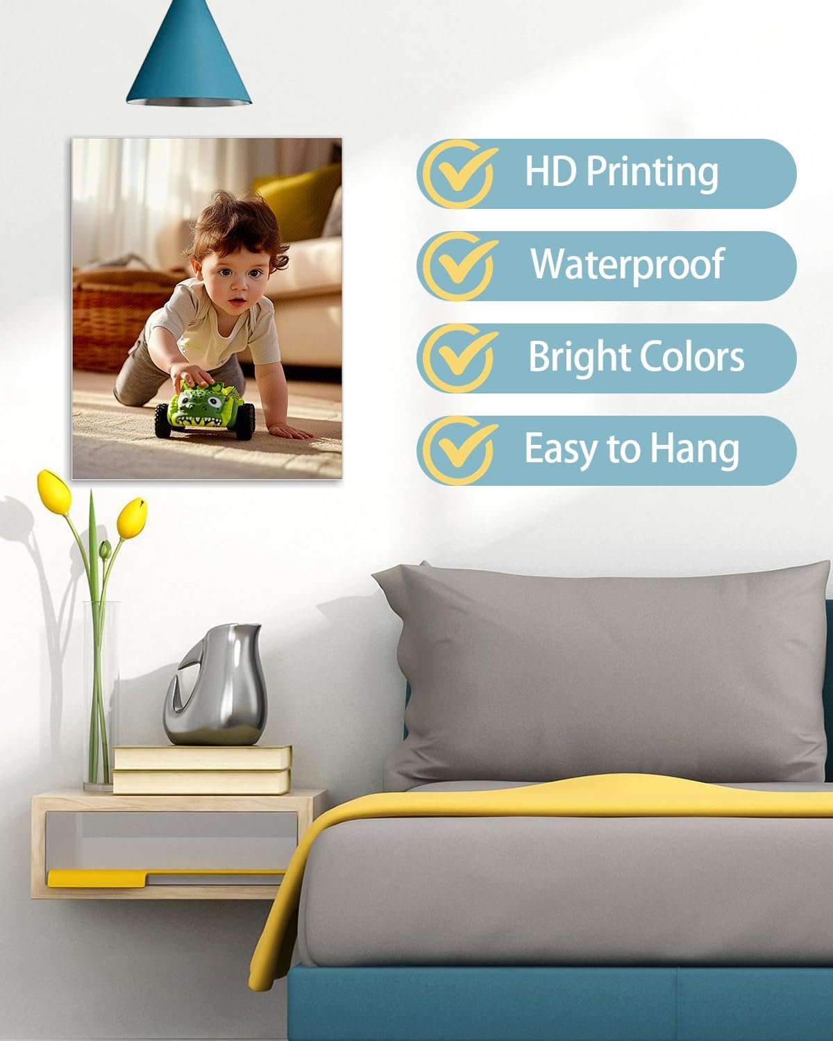 AbcCustomize Canvas Prints with Your Photos，Custom Canvas Wall Art for Bedroom, Living Room, Farmhouse Decor，Personalized Gifts Canvas Prints for Family，Friend，Lover，Pet