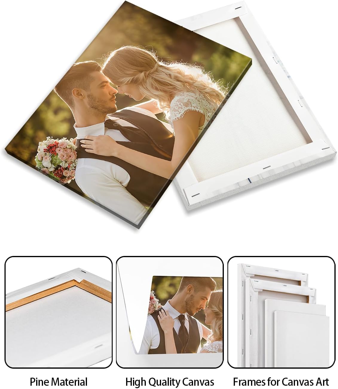 AbcCustomize Canvas Prints with Your Photos，Custom Canvas Wall Art for Bedroom, Living Room, Farmhouse Decor，Personalized Gifts Canvas Prints for Family，Friend，Lover，Pet