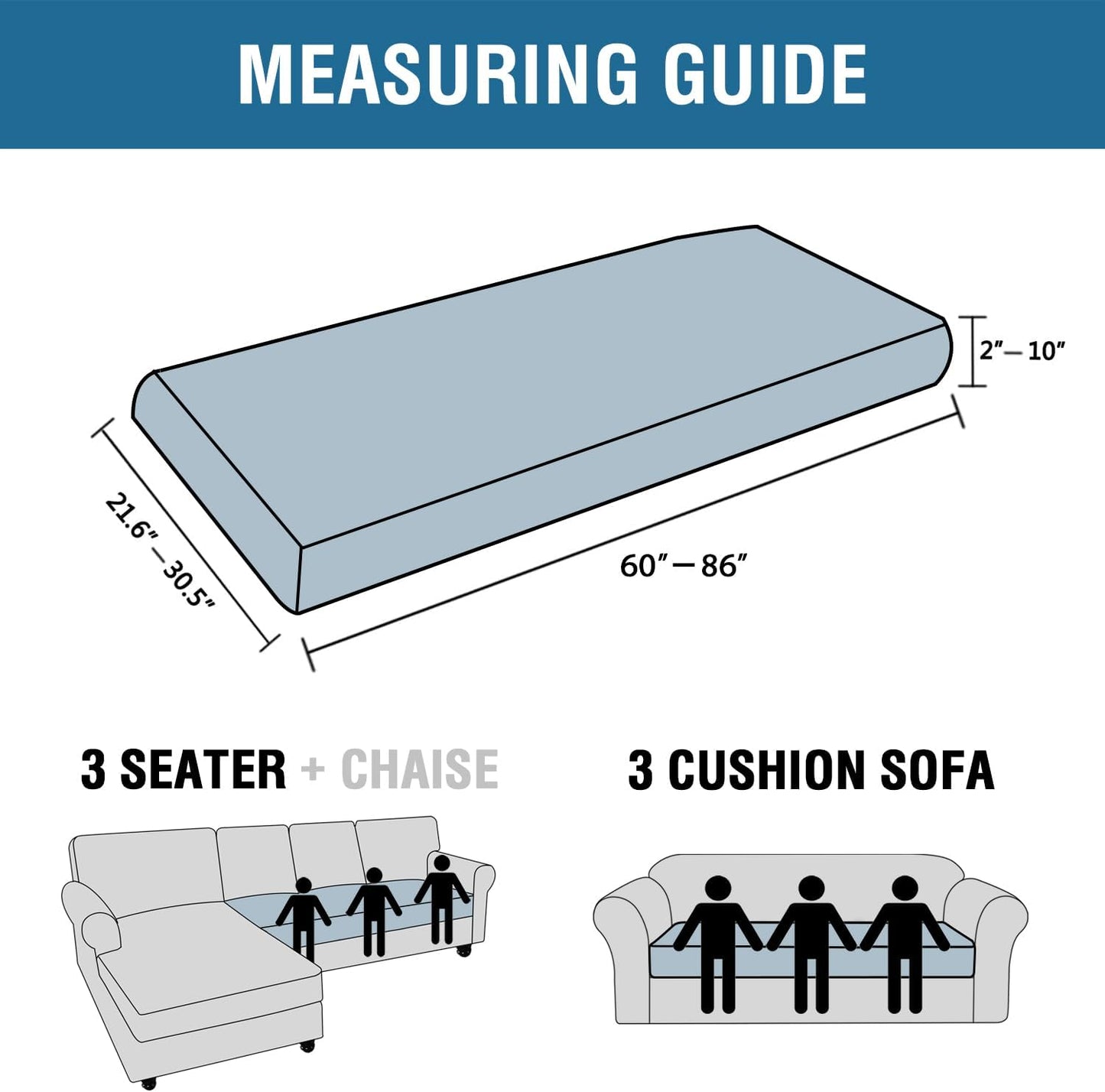 H.VERSAILTEX Super Stretch Individual Seat Cushion Covers Sofa Covers Couch Cushion Covers Slipcover Sets Thick Jacquard Textured Twill Fabric (1 Piece Sofa Cushion Cover, Natural)