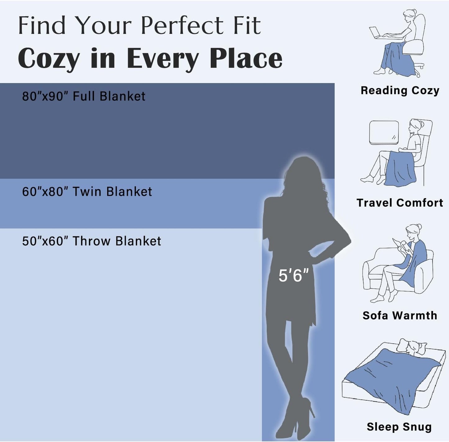 JINCHAN Boho 100% Cotton Muslin Blanket 3-Layer Twin Size Geometric Lightweight Reversible Soft Cozy Throw for Couch Sofa Bed All Season Coverlet Ideal Gift Bedroom Living Room Decor Blue 60x80 Inches