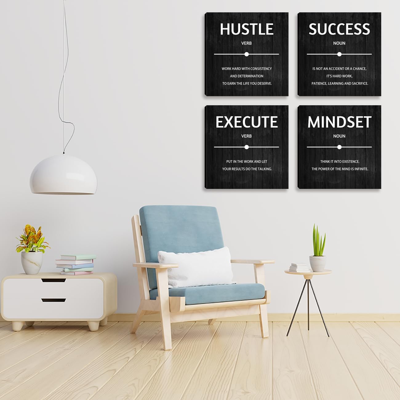 Motivational Wall Decor Inspirational Office Quotes for Living Room Bedroom Canvas Posters Painting 4 Pieces Wall Art Framed Modern Quotes Artwork Wall Decoration Home Decor Office Decor 20”X20”X4