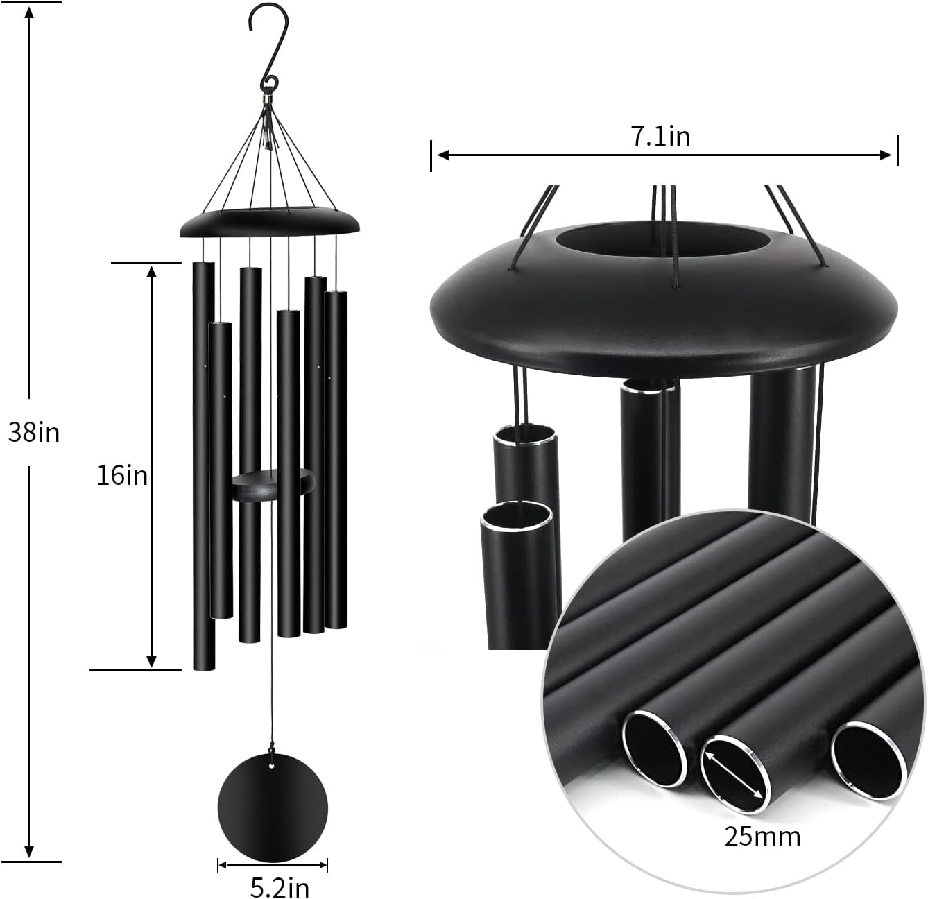 Wind Chimes Outdoor, 38'' Large Memorial Wind Chimes for Outside Deep Tone, Wind Chime Gifts for Garden Hanging Decor, Sympathy Gift